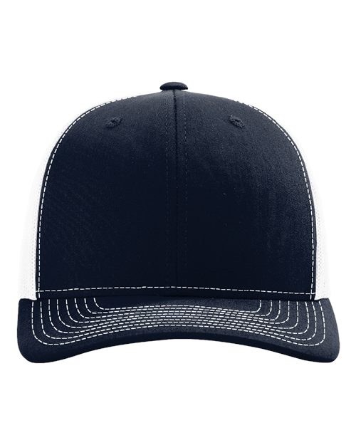 Navy and white snapback trucker cap